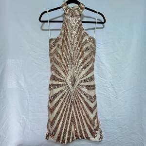 Fashion Nova Diva Vibes Rose Gold Sequin Mini Dress Glamoratti Maximalism